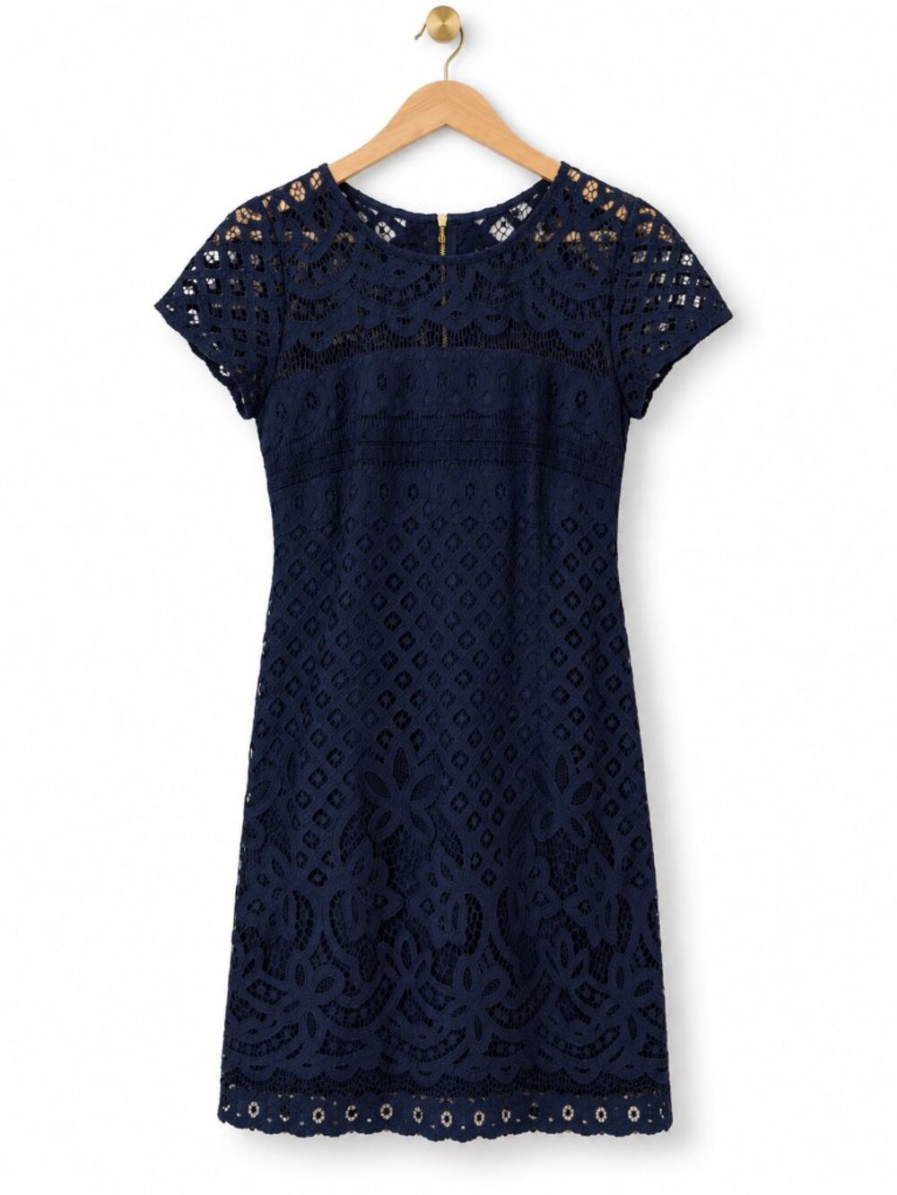 Just Taylor Navy Floral Lace Fit Flare Dress Size 4 Wedding Guest Cocktail